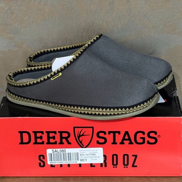 Deer Stags Wherever Slippers Men’s 10M Gray Indoor Outdoor S.U.P.R.O. Comfort - Picture 1 of 13